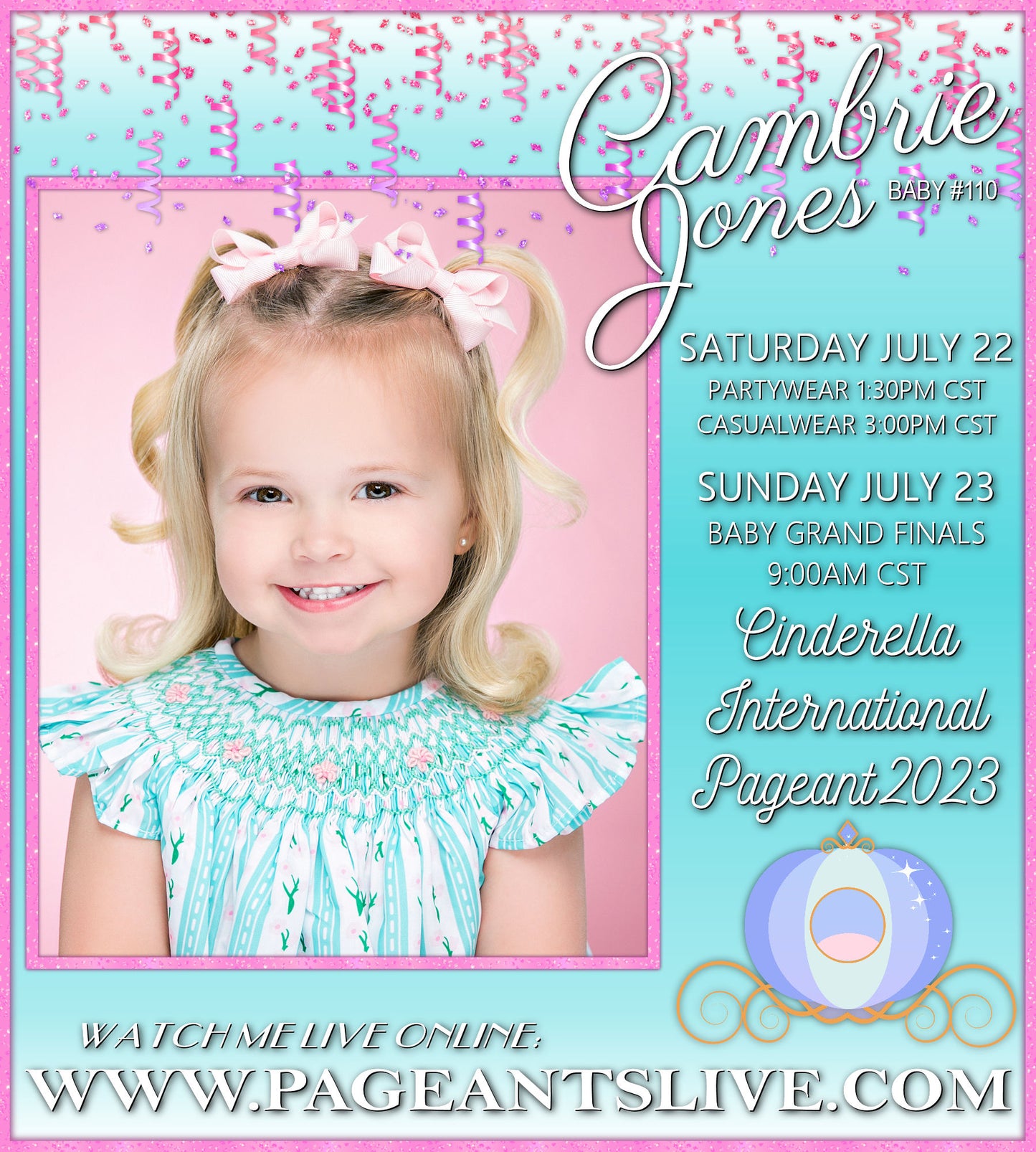 Pageant Schedule Card