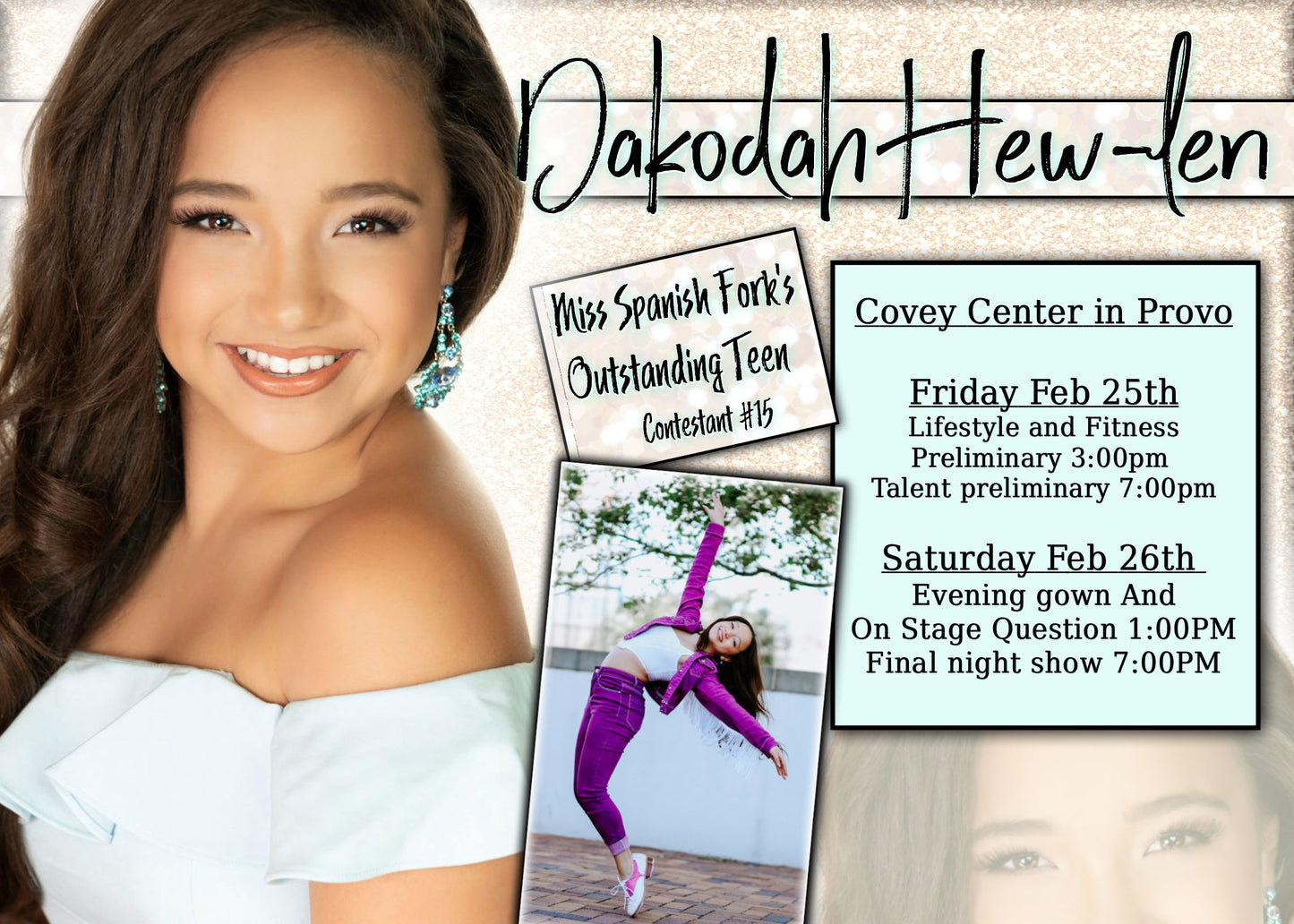 Pageant Schedule Card