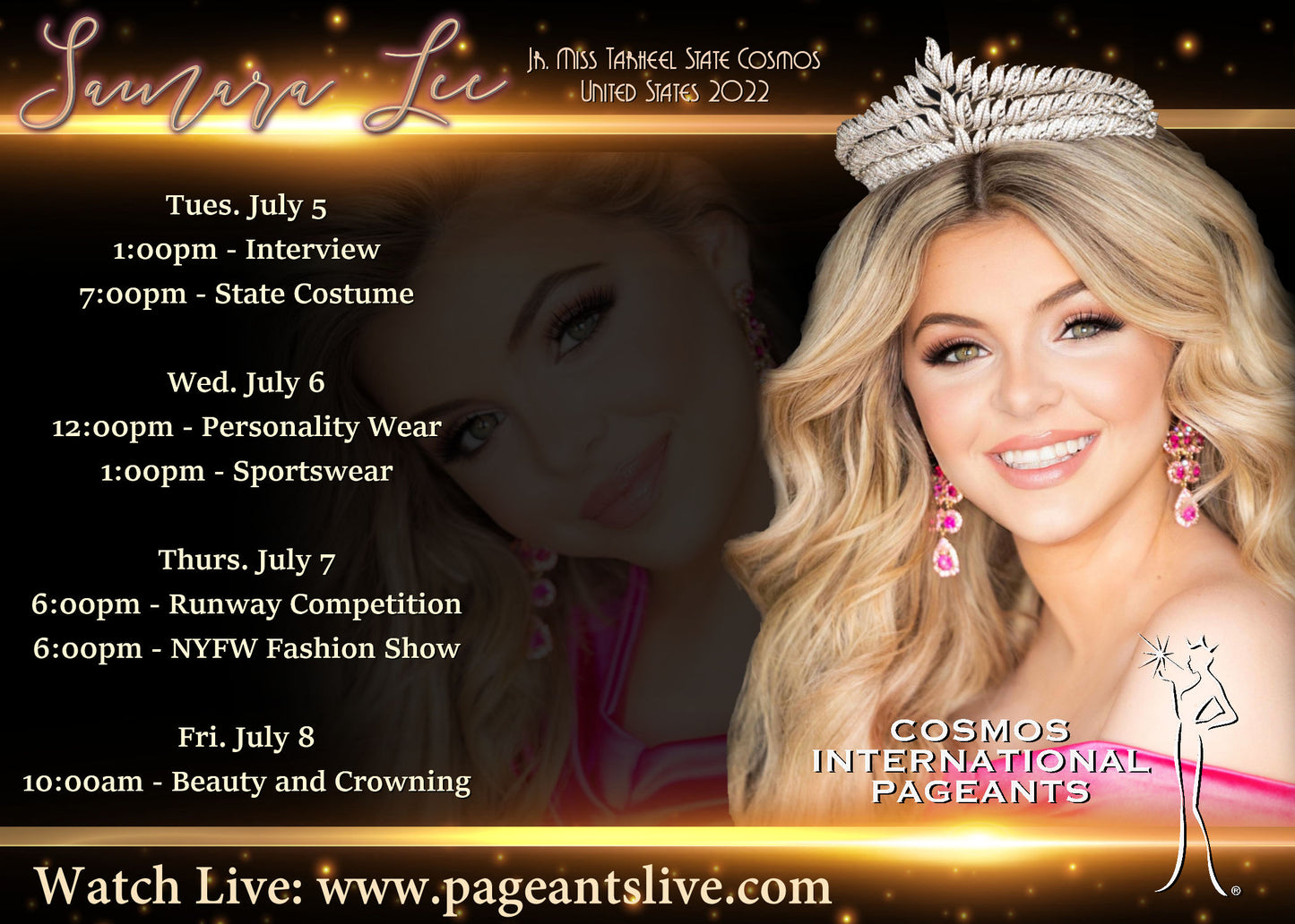 Pageant Schedule Card
